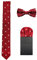 WANYING Herren 6cm Krawatte & Gebundene Fliege & Einstecktuch 3 in 1 Set Yuppie Trendmode Casual Cool - Totenkopf Pattern Bordeaux Rot