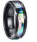 NUNCAD Ring für Hochzeit Verlobung Partnerschft Unisex Wolfram Ring schwarz 8mm breit mit Abalone-Muschel Größe 60 (19.1)