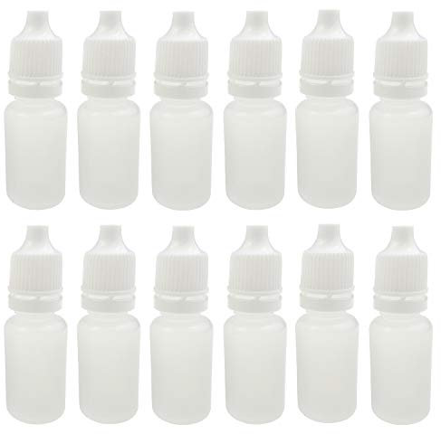 Lot de 50 flacons compte-gouttes avec bouchon à visser et réducteur d’orifice (Bouchon de bouteille + Pointe + capuchon), 20ml/0.7oz, blanc, 50
