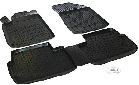 J&J AUTOMOTIVE | Tapis De Sol en Caoutchouc 3D Exclusive Compatible avec 407 2004-2012, Bord Haut, Inodore, Noir, Antidérapant, Toutes Saisons