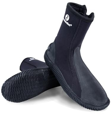 Two Bare Feet 5mm Neoprene Unisex Wetsuit Boots | Insulated for Diving, Snorkeling & Surfing | Non-Slip Sole, Flexible & Comfortable Design for Water Sports (5mm 001, UK 7)