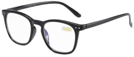 Geeyu Unisex Lesebrille, Lesebrille for Frauen, Anti Augenermüdung, Computerbrille, Anti Blaues Licht, Clear Frame, Bewegliche Brillen (Color : Bright Black, Size : 2.5)