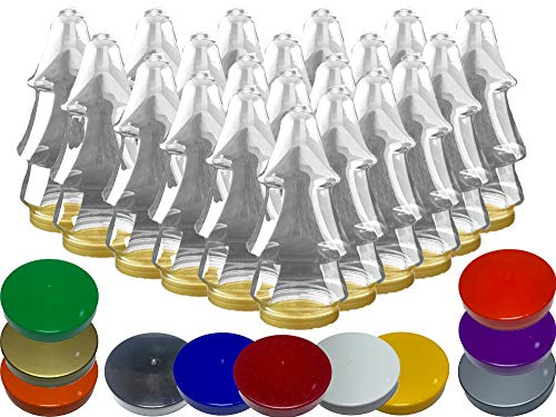 20 x Plastic Christmas Tree Sweet Jars for Xmas Gifts, Sweets, Storage, Craft (Silver Lids)