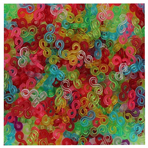 Lily Collection 200 Loom Bands Bänder Gummibänder 5500 Starter Set Anhänger Charms Perlen DIY (100 x S-Clips Bunt)