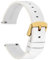 WOCCI 20mm Dünne Flache Leder Uhrenarmband für Smartwatch mit Goldener Schnalle (Weiß)