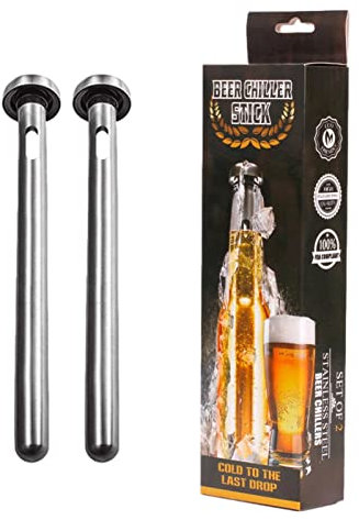 Rainai Bierkühler-Sticks für Flaschen – Edelstahl-Bierkühlstab – Flaschenbier-Kühlstab 2 Stück, einfach zu bedienen, einzigartige Bierliebhaber-Geschenke für Männer, Vater, Ehemann, 8 Zoll