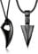 Morfetto 2 Stücke Edelstahl Anhänger Halskette für Herren Spearpoint Pfeilspitze Wolf Zähne Anhänger Kette Halskette Set Schwarz