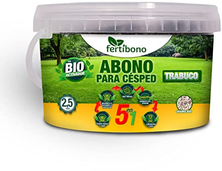 FERTIBONO Abono Césped Premium 2 kg – NPK con Magnesio, Hierro y Manganeso – Revitaliza Césped Amarillo – Ideal Jardines Domésticos – Hasta 80 m²