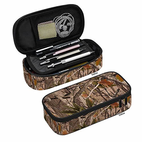 Yekiua Realistische Bäume Camouflage Stifthalter Zweige Grün Braun Eiche Blätter Große Kapazität Federmäppchen Mehrzweck-Make-up-Tasche für Schule Büro Uni Erwachsene Mädchen Junge