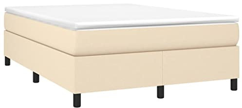 vidaXL Bettgestell, Polsterbett Bett für Schlafzimmer, Bettrahmen mit Lattenrost, Schlafzimmerbett Doppelbett, Creme 140x200cm Stoff