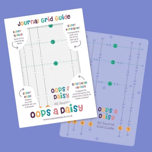 A5 Tagebuch-Raster-Schablone für gepunktete Tagebuch/Bullet Planning – 5 mm Punktraster – einfache Vorlage für Tagebuchaufteilung – von Oops a Daisy