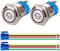 GUUZI 2 Stück rastender Drucktastenschalter 1NO1NC, wasserdichtes Edelstahlgehäuse, 220 V–230 V/5 A, LED-Ring-beleuchteter Schalter mit Draht-Buchsenstecker, geeignet für 16 mm Montageloch (blau)