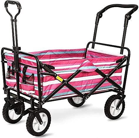 ZAANU Gartenwagen, robust, zusammenklappbar, Gartenwagen, zusammenklappbarer Wagen, zusammenklappbarer Zugwagen, Handwagen, Strandwagen, zusammenklappbarer Wagen, Wagen, LKW, Schubkarre/