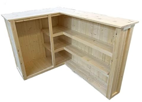 Fridge-Adapted L-Shaped Bar - Wooden Indoor/Outdoor Gin & Cocktail Bar, Man Cave Ready (140cm x 110cm x 102cm, Right)
