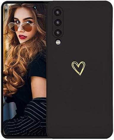 Kaywzo Cover per Xiaomi Mi A3,Custodia in Silicone TPU Liscio di Morbido con Modello Cardiaco,Design Minimalista,Ultrasottile Donna Antiurto Case Cover,Nero
