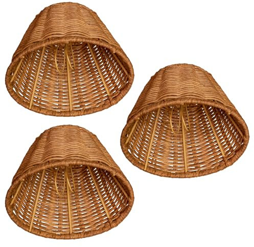Abat-jour mural à clipser, lot de 3 abat-jours en osier pour lustre en cristal, petit lustre en rotin tissé, 15,5 x 8 x 9,5 cm