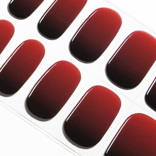 DANNI & TONI Halb ausgehärtete Gel Nagelfolien (Miss Maroon) Schwarze Rot Farbmischung uv Gel Nagelfolie Aufkleber Nagelsticker Nageldesign Nagelfolie Selbstklebend Wraps 28 Aufkleber