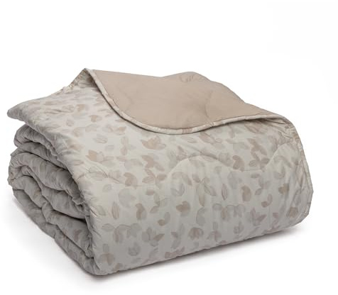 Foppapedretti Notte & Natura Steppdecke für Einzelbett, Sandblätter, 100% Baumwolle, hergestellt in Italien