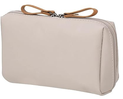 MisFun Kosmetiktasche Klein Schminktasche, Reise Make up Tasche, wasserdichte Leichte Aufbewahrungstasche, Nylon Kulturbeutel mit Fächern, Multifunktions Handtasche Small Make up Bag für Damen Khaki