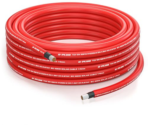 G-PLUG 50m Solarkabel 6mm² - Hervorragende Witterungsbeständigkeit & mühelose Installation - Innen- und Außen-Photovoltaikdraht - Längenoptionen: 10m, 20m, 30m, 50m