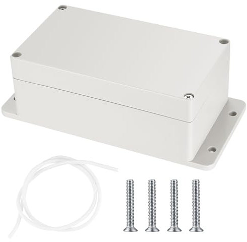Electronic Connection Box, Waterproof IP65 Junction Box, Surface-Mounted Distribution Box, Mounting Case, Electronic Project Enclosure, Plastic Housing (grey-white with fixed ears, 158x90x60mm)
