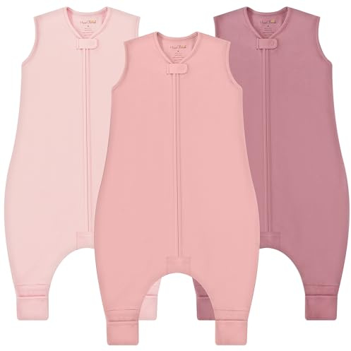 Organic Cotton Toddler Sleeping Bag with Legs 0.5 TOG Sleep Sack 3-Pack | Breathable, Soft Lightweight GOTS & OEKO-TEX Certified 100% Organic Cotton with 2-Way Zipper for 3-4 Y by Mama Cheetah
