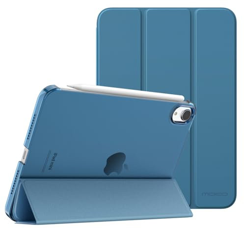 MoKo for iPad Mini 7 (A17 Pro) Generation Case 2024, iPad Mini 6 Case 2021, 8.3-inch Slim Lightweight Protective Hard Back PC Shell Stand Cover Support Touch ID, Auto Wake/Sleep, Peacock Blue