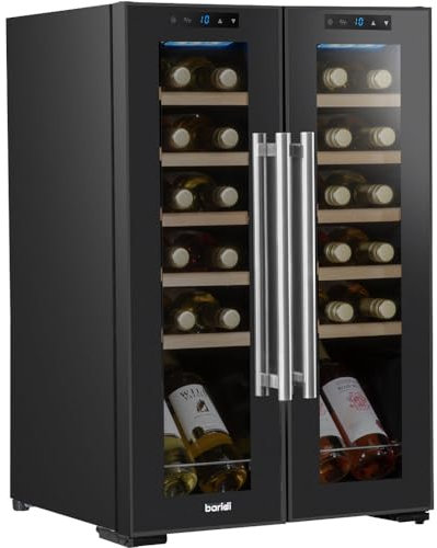 24 Bottle Dual Zone Freestanding Wine Cooler Fridge - LED Backlit Black & Glass