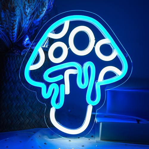 Pilz Neon Zeichen für Wand Dekor Pilz Neon Licht Led Pilz Neon Nachtlicht Wandkunst Blauer Pilz Neon Zeichen für Schlafzimmer Dekor Geschenk für Mädchen Kinder (XD010)