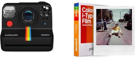 Polaroid Now+ Gen 2 Camara Instantánea, Negro, Sólo cámara & Película Instantánea Color para i-Type, Multicolores (Película de Color), Paquete Individual (8 Fotos)