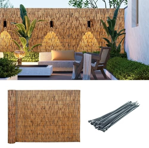 naturale Bamboo Da Esterno Eco-Compatibile Rotoli Di Recinzione in Bambù Protegge La Privacy Recinto Di Canne Facile Da Montare per Tettoie Gazebo Ringhiere Da Giardino E Balconi(Size:80x200CM(31.5x79