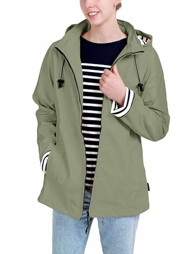 Breizh Ocean - Ciré Femme Imperméable, du XS au 4XL, Création Française ERQUY - Coupe Vent avec Coupe Ajustée et Intérieur Rayé Style Marinière - Manteau Femme