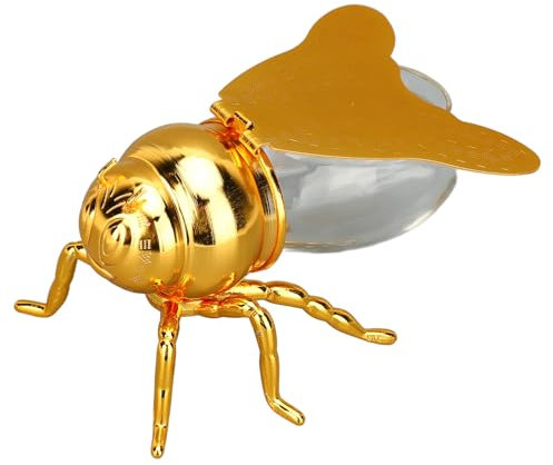 Fockety Bee Shape Honey Pot, Exquisite Decorative Honey Jar Honey Dispenser Spices Syrups Tea Leaves Kitchen Spice Jar for Home Hotel Restaurant (Gold)