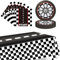 POPOYU 37 Pièces Vaisselle de Voiture de course en Papier -16x Assiettes en Papier,20 x Serviettes,Nappe,Ensemble de Vaisselle pour Fournitures de Décoration Garçons Anniversaire Mariage (16 invités)