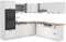 Vicco Eckküche R-Line, Küchenzeile in L-Form, Weiß Landhaus/Weiß, 237 x 60 cm, AP Marmor