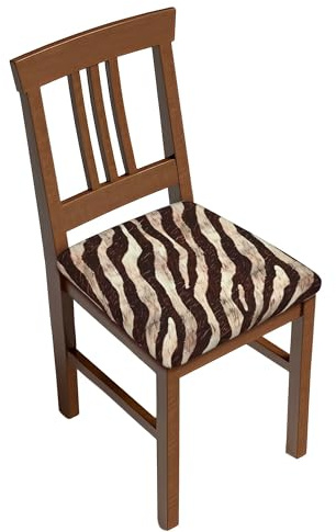 Stuhlsitzbezug 4er Set, Brown Beige Zebra Stripes Esszimmerstuhl Sitzkissen Hussen Abnehmbare Bezug für Stühle für Büro, Wohnzimmer, Küche
