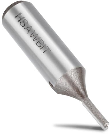 hsawbit Straight Single Flute Router Cutter - 1/2 Inch Shank, 3mm Cut Diameter & 13mm Cut Length, Flush Trim Router Bit for Woodworking