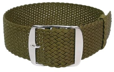 ClassicWatchStraps Perlon Uhrenarmband | Olivgrün - 20 mm - Schließe: Silber Gebürstet | Nylon | Ersatz-Armband