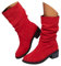 Minetom Stivali da Donna Stivali Invernali Camoscio Calda Vintage Moda Tacco A Blocco Slip On Boots Biker Motociclista Stivali A Rosso 43 EU