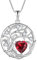 FJ Tree of Life Necklaces for Women 925 Sterling Silver Family Tree Pendant Ruby Necklace July Birthstone Jewellery Birthday Gifts for Her