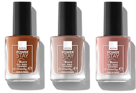 Avon Power Stay Gel Nail Trio, Contains 3 Full Size Nail Polishes, Pumpkin Spice, Guilty Pleasure, Can't Quit Cafe, Perfect For At Home Mani-Pedi's, Cruelty Free