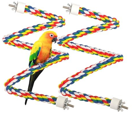 2Pcs Pet Bird Parrot Colorful Cotton, Spiral Cotton Rope Bird Perch, Bird Parrots Toys, Birdcage Swing Toys for Parrot/Parakeet/Cockatiel Bungee Toys 80cm