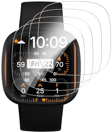 VideoSecu 4 Stück für Panzerglas für Fitbit Versa 2 Schutzfolie, Flexible Selbstheilende TPU Folie, Blasenfreie, Kratzfest, Anti-Fingerabdruck, Anti-Schmutz, Ultradünnes 0.2mm, Perfekte Passform