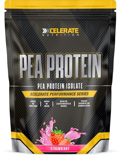 Pea Protein Powder - 100% Plant-Based Protein Isolate - Low Fat & Sugar - Supports Muscle Growth, Satiety & Digestive Health - Vegan & Gluten-Free - by XCelerate Nutrition (1Kg, Strawberry)