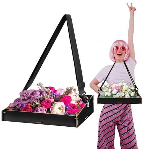 BEIMEIII Bauchladen JGA Schwarz Bauchladen Junggesellinnenabschied Team Bride Deko Bauchladen Braut Holz für Männer Frauen JGA Party Spiele Promotion 40 * 26 * 10.5cm