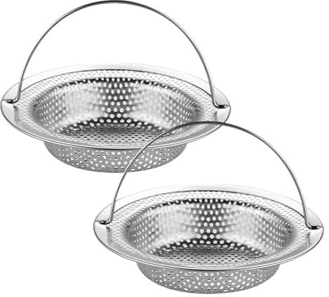 Dreamil Abflusssieb Sieb für Spülbecken 2 Stück Sieb für Spülbecken mit Griff Edelstahl Abflusssieb Küchenspüle Verstopfungsschutz Küche Abfluss Spüle für Spülbecken und Haarfänger (11 x 8 x 2 cm)