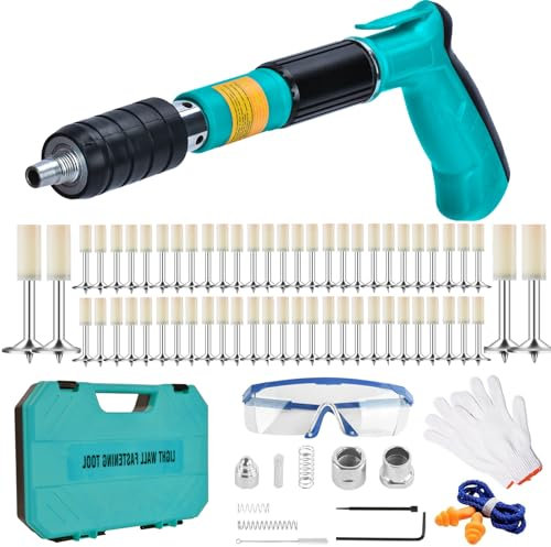Pistolet a Clou Manuel avec 220 Clous Ronds, Pistolet Cloueur Beton, 5 Vitesses Clou Rivet Gun Beton, Pistolet à Clous Beton Portable, Pistolet à Clous en Acier, Kit pour Ongles en Béton