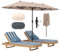 RELAX4LIFE Grand Parasol Double 4x2 M, Grand Parasol de Jardin Extérieur avec Manivelle, 12 Baleines, Toile Polyester Hydrofuge, Protection Solaire, Montage Facile pour Terrasse, Piscine (Beige)