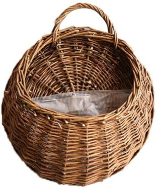 Grandi vasi da fiori in plastica da appendere alla parete, da appendere alla parete, in vimini e rattan, montaggio a parete, per porta e patio (A, taglia unica)
