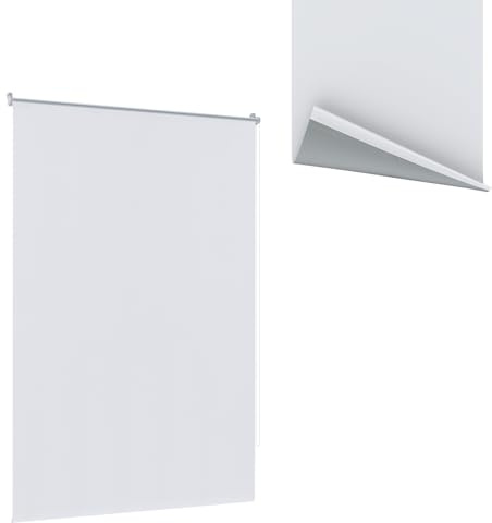 LZQ Verdunklungsrollo Klemmfix ohne Bohren Rollos für Fenster & Türen 100 x 210 cm Weiß Fensterrollo Seitenzugrollo